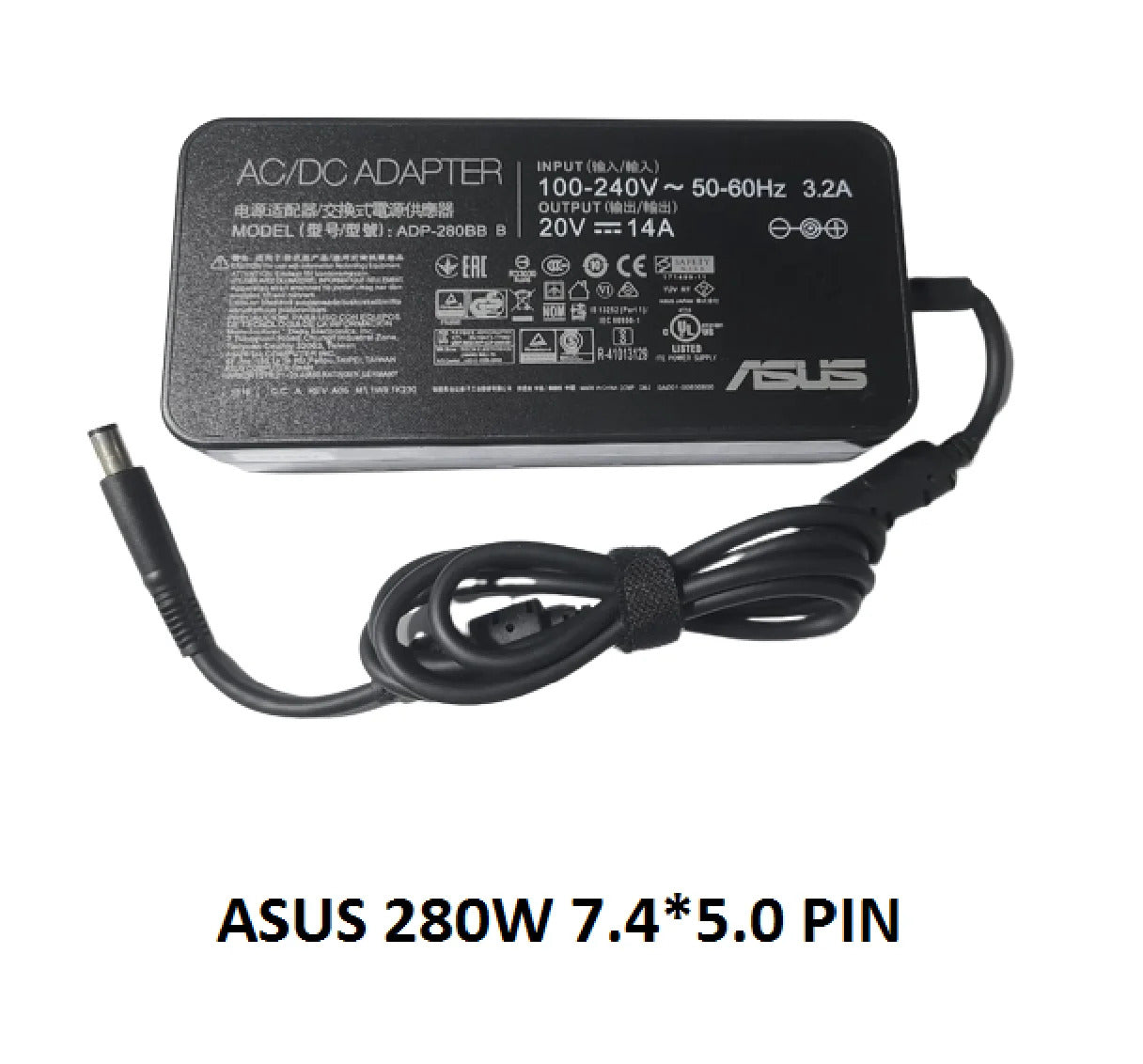 ASUS Laptop Charger 280W 20V 14A Original Adapter (7.4 mm x 5.0 mm) (1 Yr Warranty) (Power Cord Included)