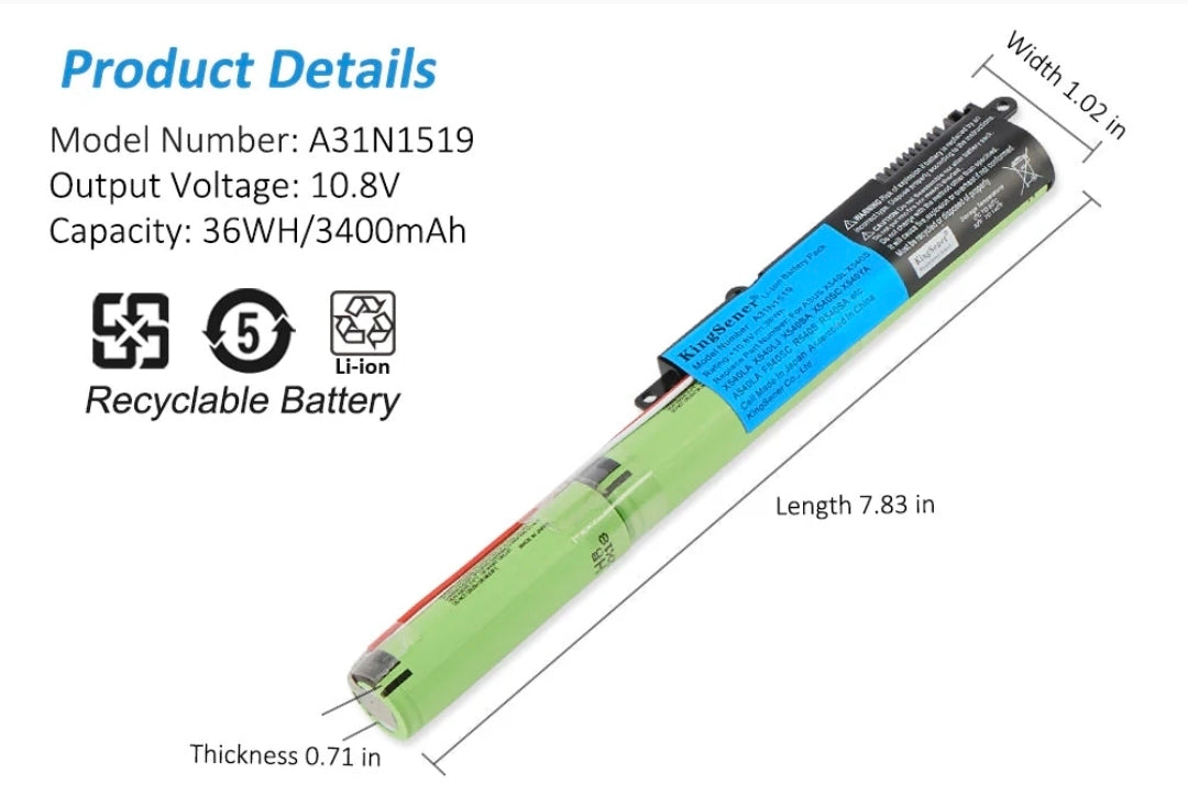 ASUS A31LO4Q - A31N1519 Original Laptop Notebook Battery (1 Yr Warranty)