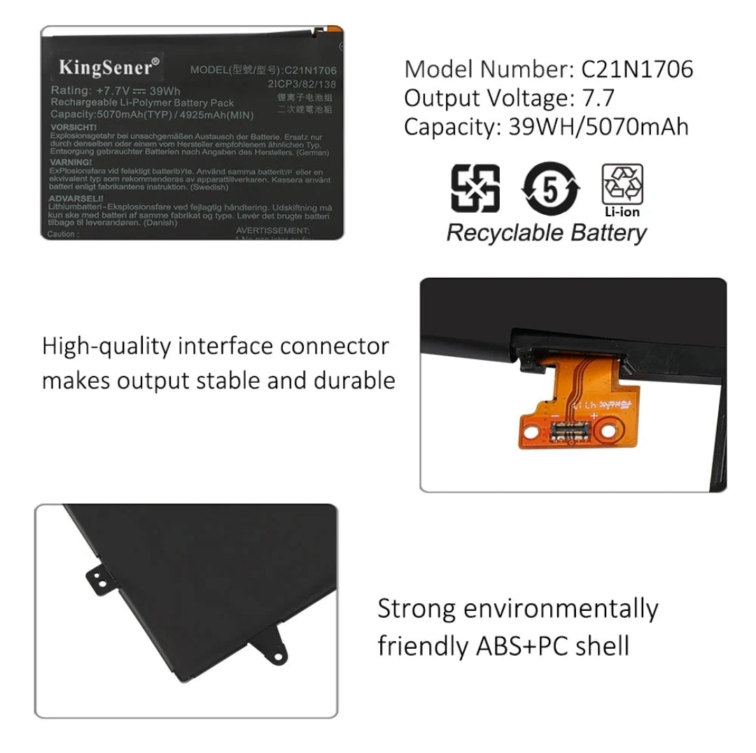 ASUS C21N1706 - C21N1706 Original Laptop Notebook Battery (1 Yr Warranty)