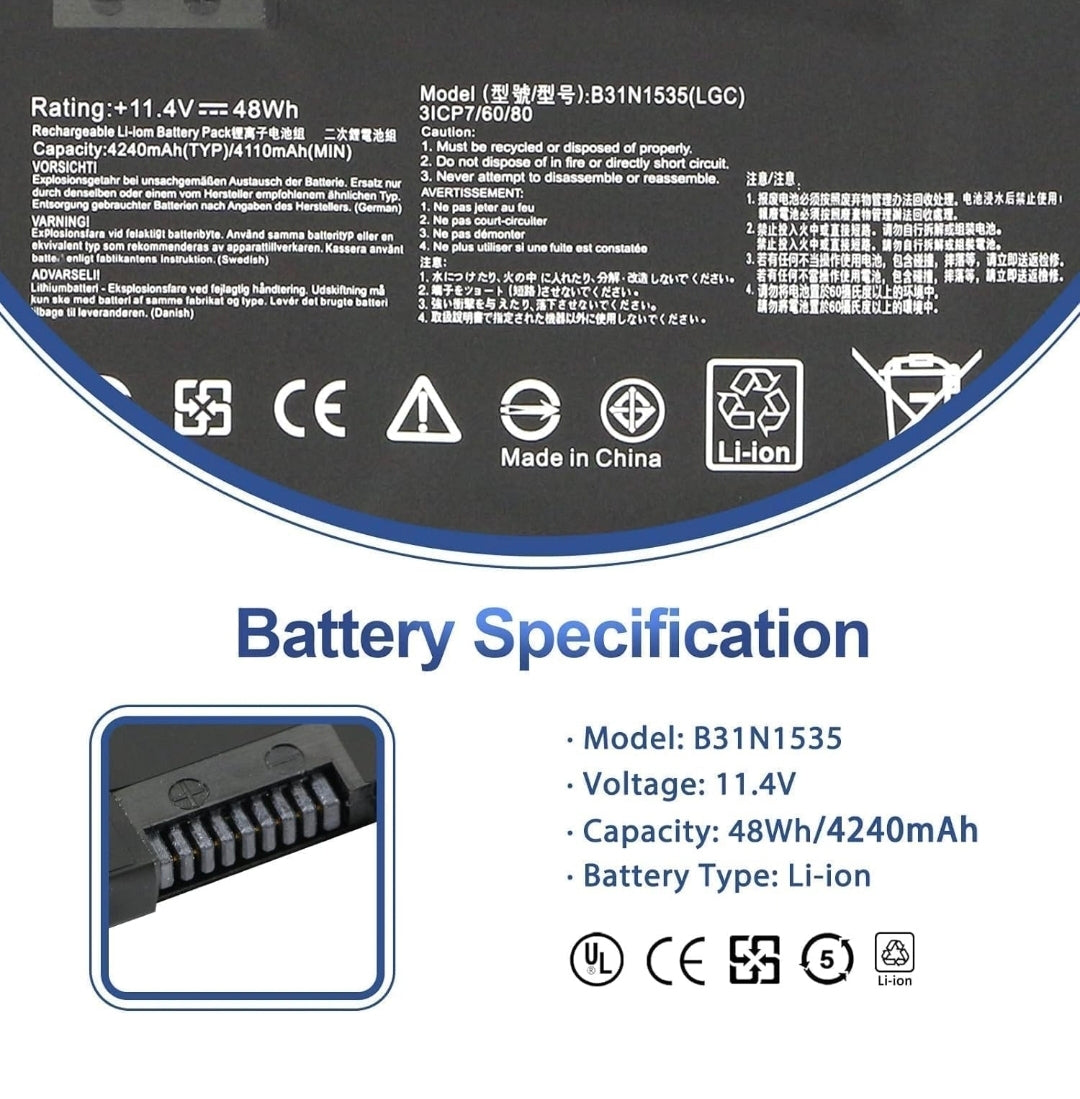 ASUS B31N1535 - B31N1535 Original Laptop Notebook Battery (1 Yr Warranty)