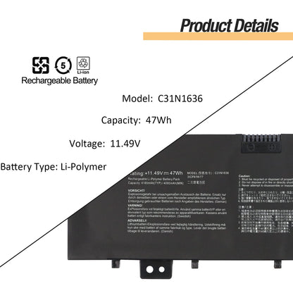 ASUS C31N1636 - C31N1636 Original Laptop Notebook Battery (1 Yr Warranty)