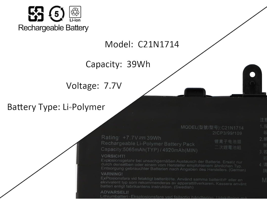 ASUS C21N1714 - C21N1714 Original Laptop Notebook Battery (1 Yr Warranty)