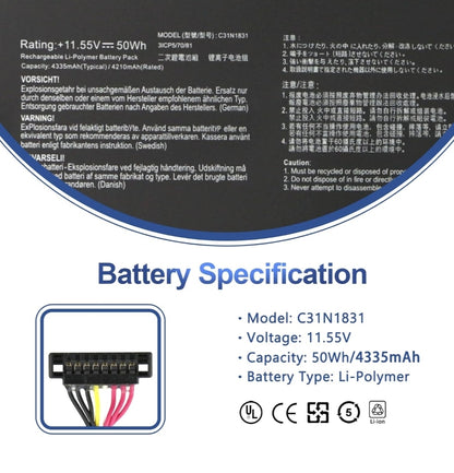 ASUS C31N1831 - C31N1831 Original Laptop Notebook Battery (1 Yr Warranty)