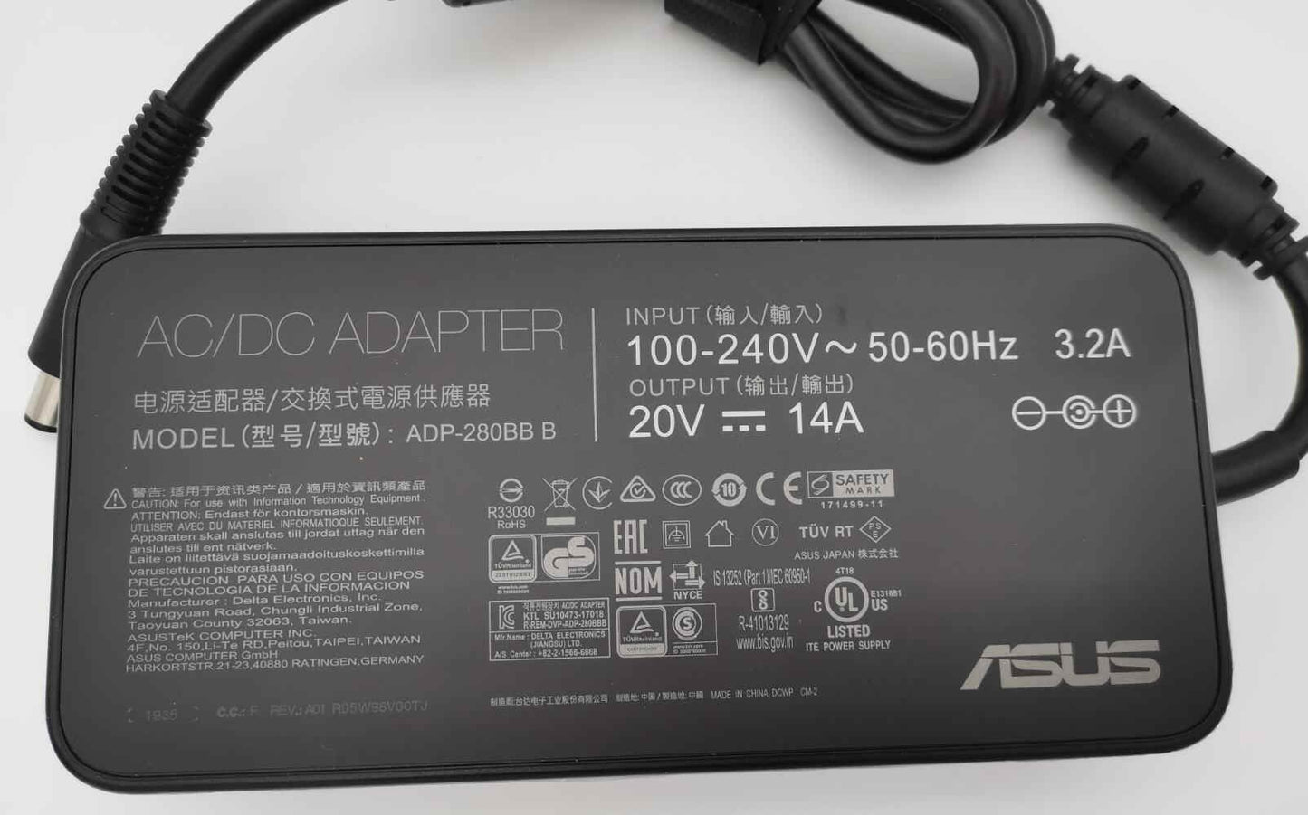ASUS Laptop Charger 280W 20V 14A Original Adapter (7.4 mm x 5.0 mm) (1 Yr Warranty) (Power Cord Included)