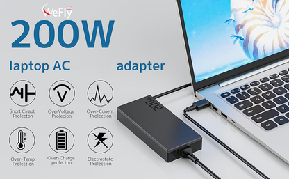 ASUS Laptop Charger 200W 20V 10A Original Adapter (Rectangle Pin) (1 Yr Warranty) (Power Cord Included)