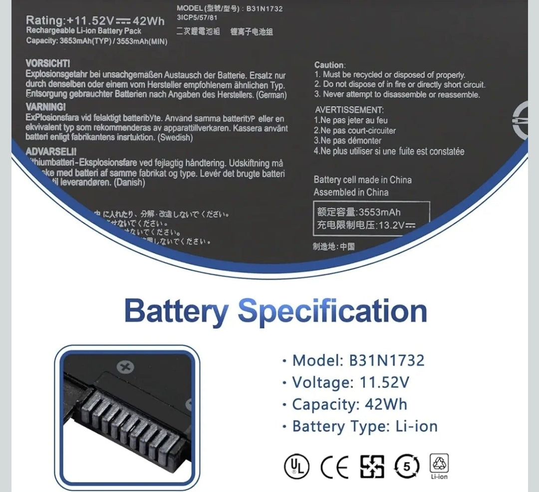 ASUS VivoBook 15 F571GT - B31N1732 Original Laptop Notebook Battery (1 Yr Warranty)