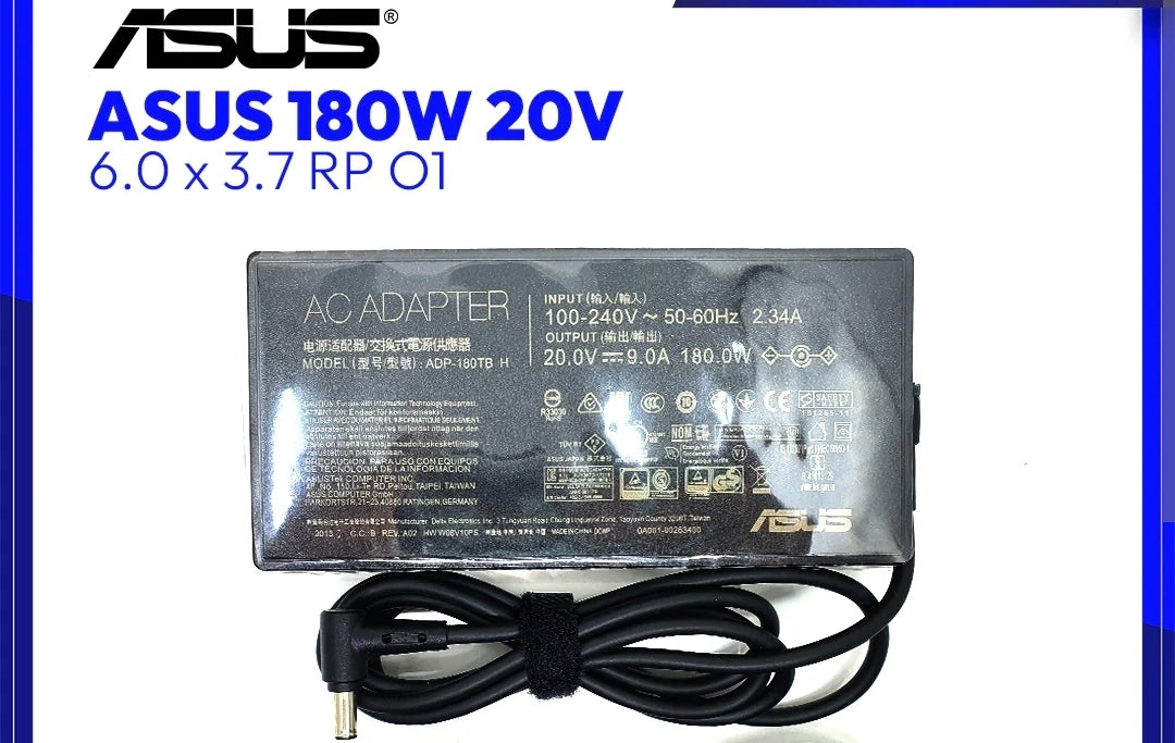 ASUS Laptop Charger 180W 20V 9A Original Adapter (6.0 mm x 3.7 mm) (1 Yr Warranty) (Power Cord Included)  Model : ADP-180TB H