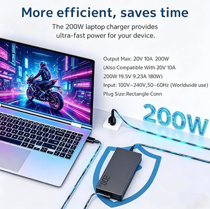 ASUS Laptop Charger 200W 20V 10A Original Adapter (Rectangle Pin) (1 Yr Warranty) (Power Cord Included)