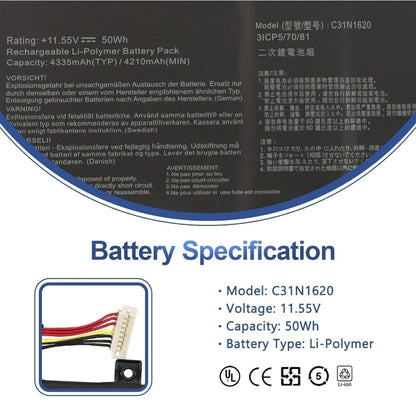 ASUS C31N1620 - C31N1620 Original Laptop Notebook Battery (1 Yr Warranty)