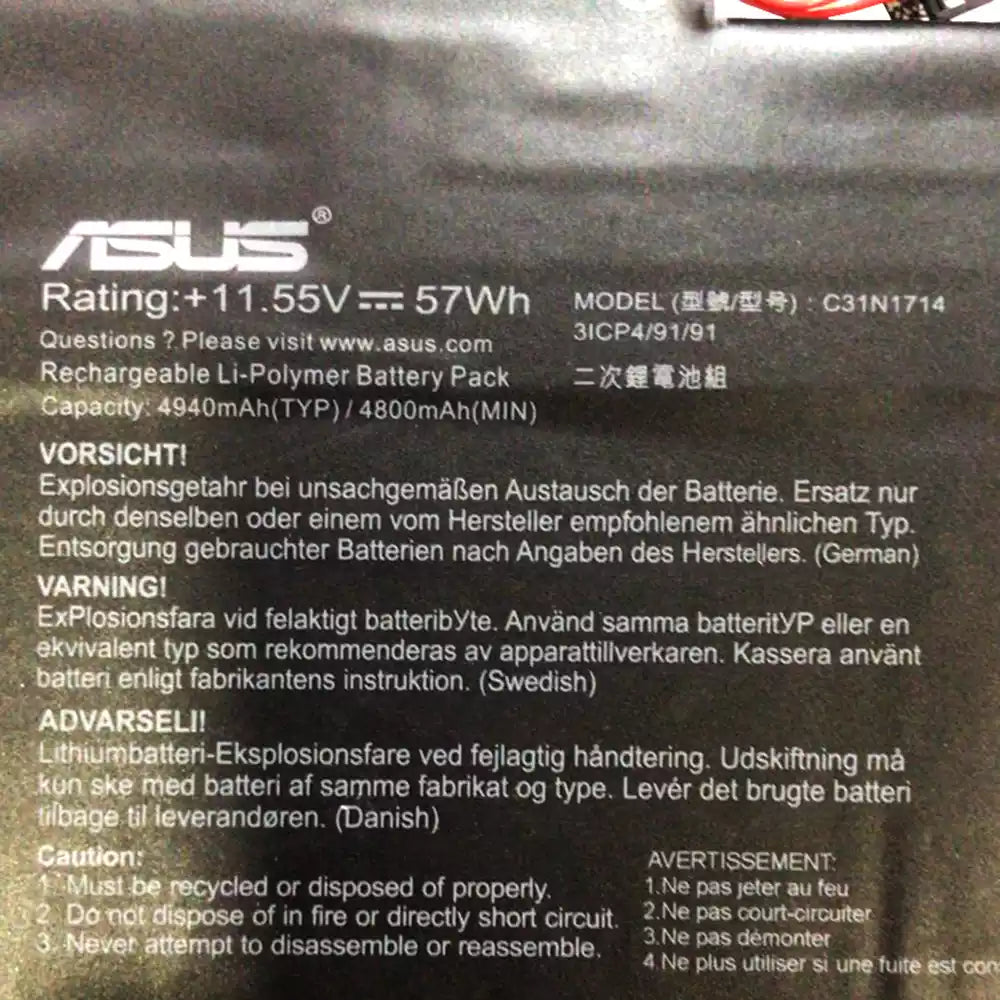 ASUS C31N1714 - C31N1714 Original Laptop Notebook Battery (1 Yr Warranty)