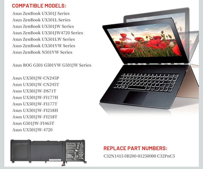 ASUS ZenBook UX501JW - C32N1415 Original Laptop Notebook Battery (1 Yr Warranty)