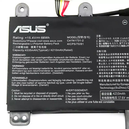 ASUS C41N1731 TYPE-2- C41N1731 TYPE-2 Original Laptop Notebook Battery (1 Yr Warranty)