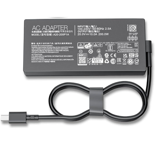 ASUS Laptop Charger 200W 20V 10A Original Adapter (Rectangle Pin) (1 Yr Warranty) (Power Cord Included)