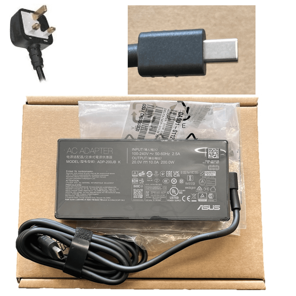 ASUS Laptop Charger 200W 20V 10A Original Adapter (Rectangle Pin) (1 Yr Warranty) (Power Cord Included)
