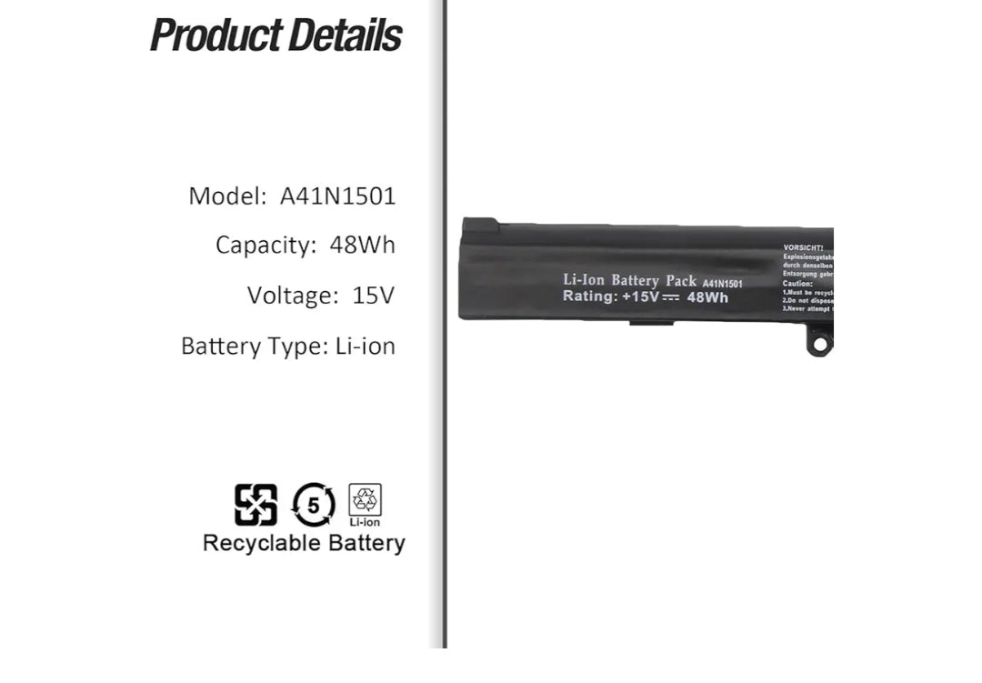 ASUS A41LK9H - A41N1501 Original Laptop Notebook Battery (1 Yr Warranty)