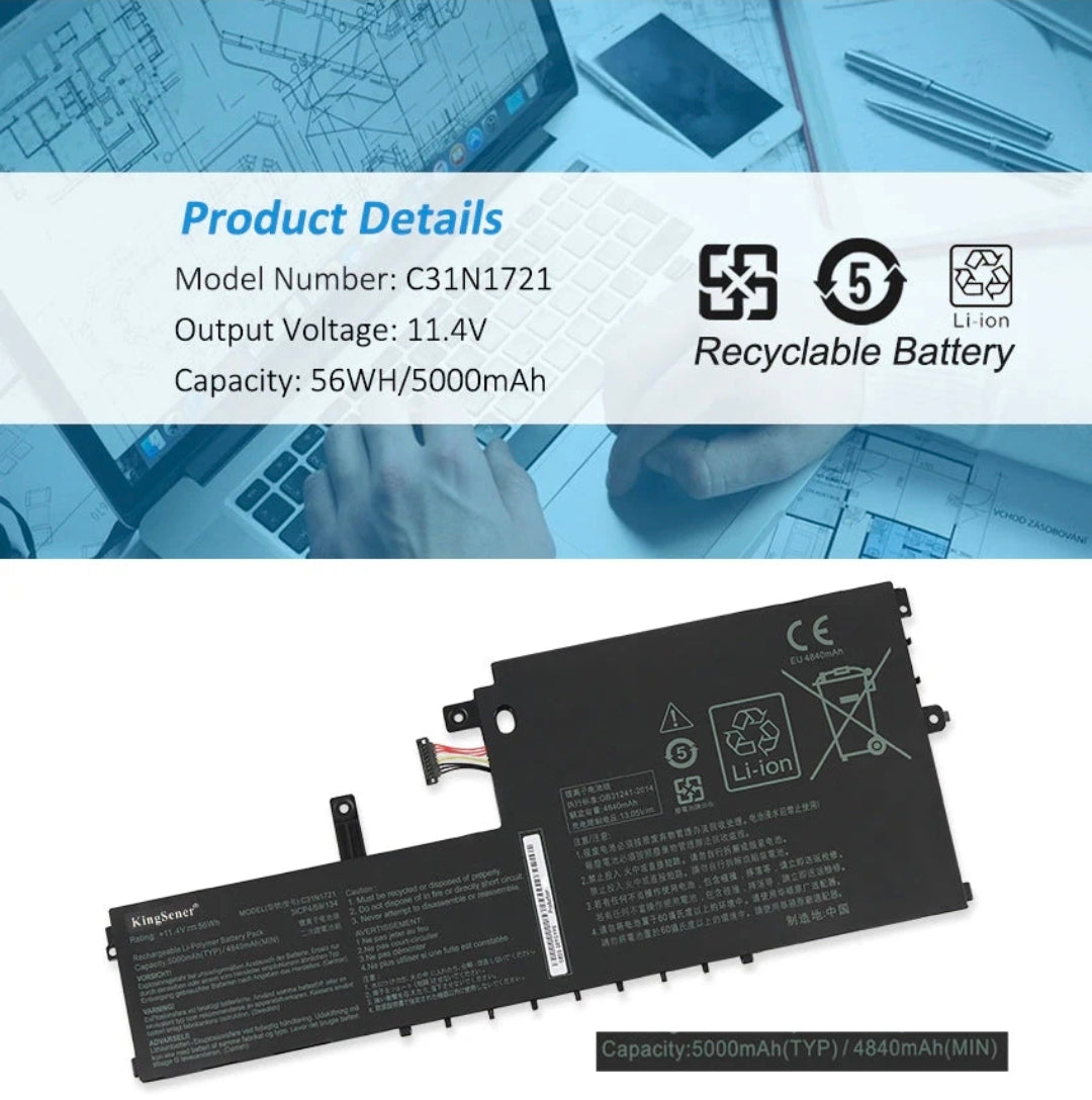 ASUS C31N1721 - C31N1721 Original Laptop Notebook Battery (1 Yr Warranty)