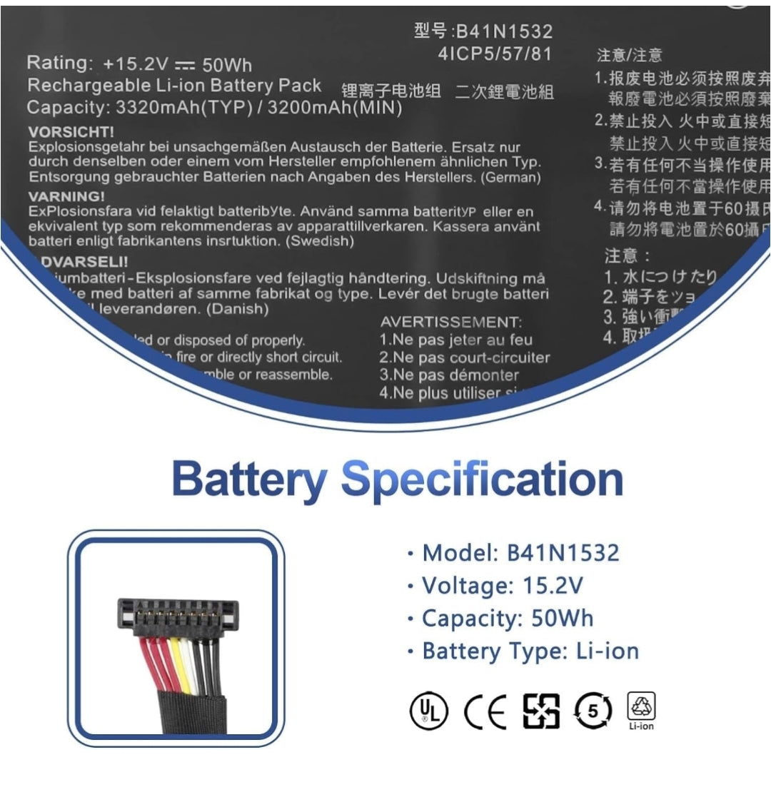 ASUS B41N1532 - B41N1532 Original Laptop Notebook Battery (1 Yr Warranty)