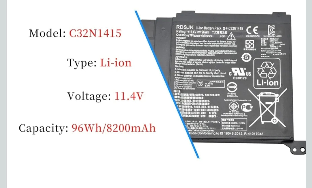 ASUS ZenBook UX501JW - C32N1415 Original Laptop Notebook Battery (1 Yr Warranty)