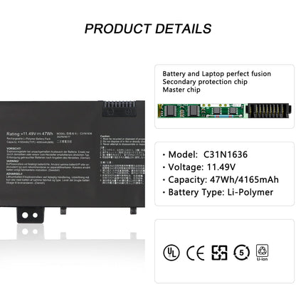 ASUS C31N1636 - C31N1636 Original Laptop Notebook Battery (1 Yr Warranty)