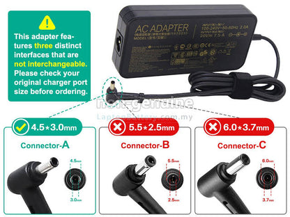 ASUS Laptop Charger 150W 20V 7.5A Original Adapter (4.5 mm x 3.0 mm) (1 Yr Warranty) (Power Cord Included)