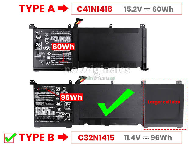 ASUS ZenBook UX501JW - C32N1415 Original Laptop Notebook Battery (1 Yr Warranty)