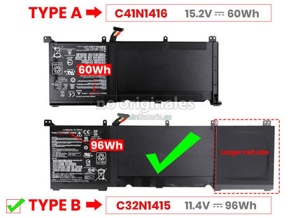 ASUS ZenBook UX501JW - C32N1415 Original Laptop Notebook Battery (1 Yr Warranty)