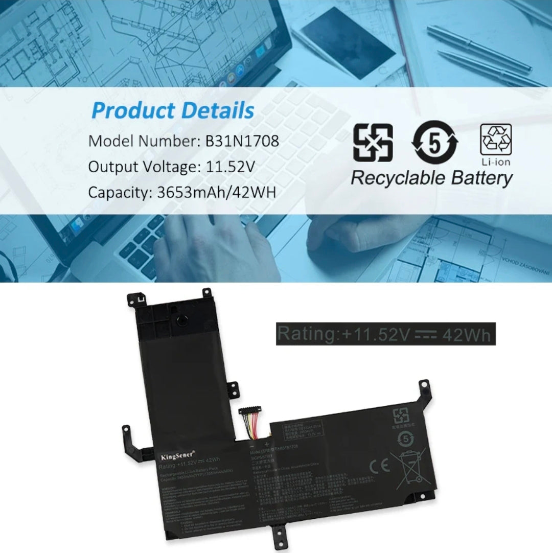 ASUS B31N1708 - B31N1708 Original Laptop Notebook Battery (1 Yr Warranty)