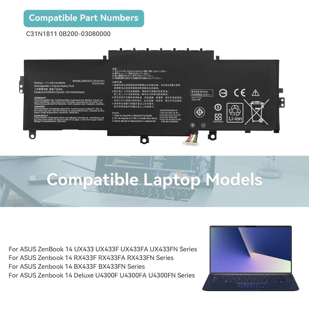 ASUS C31N1811 - C31N1811 Original Laptop Notebook Battery (1 Yr Warranty)
