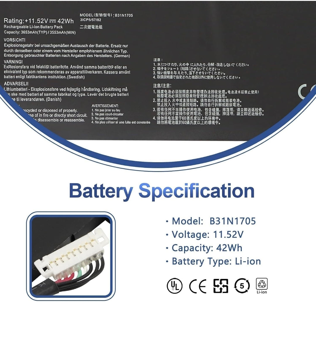 ASUS B31N1705 - B31N1705 Original Laptop Notebook Battery (1 Yr Warranty)