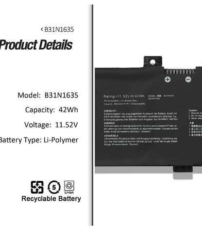 ASUS B31N1635 - B31N1635 Original Laptop Notebook Battery (1 Yr Warranty)