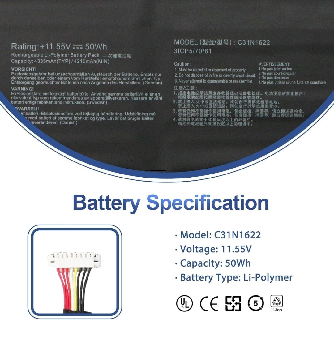 ASUS Zenbook UX530UQ - C31N1622 Original Laptop Notebook Battery (1 Yr Warranty)
