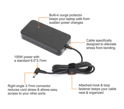 ASUS Laptop Charger 150W 20V 7.5A Original Adapter (6.0 mm x 3.7 mm) (1 Yr Warranty) (Power Cord Included)