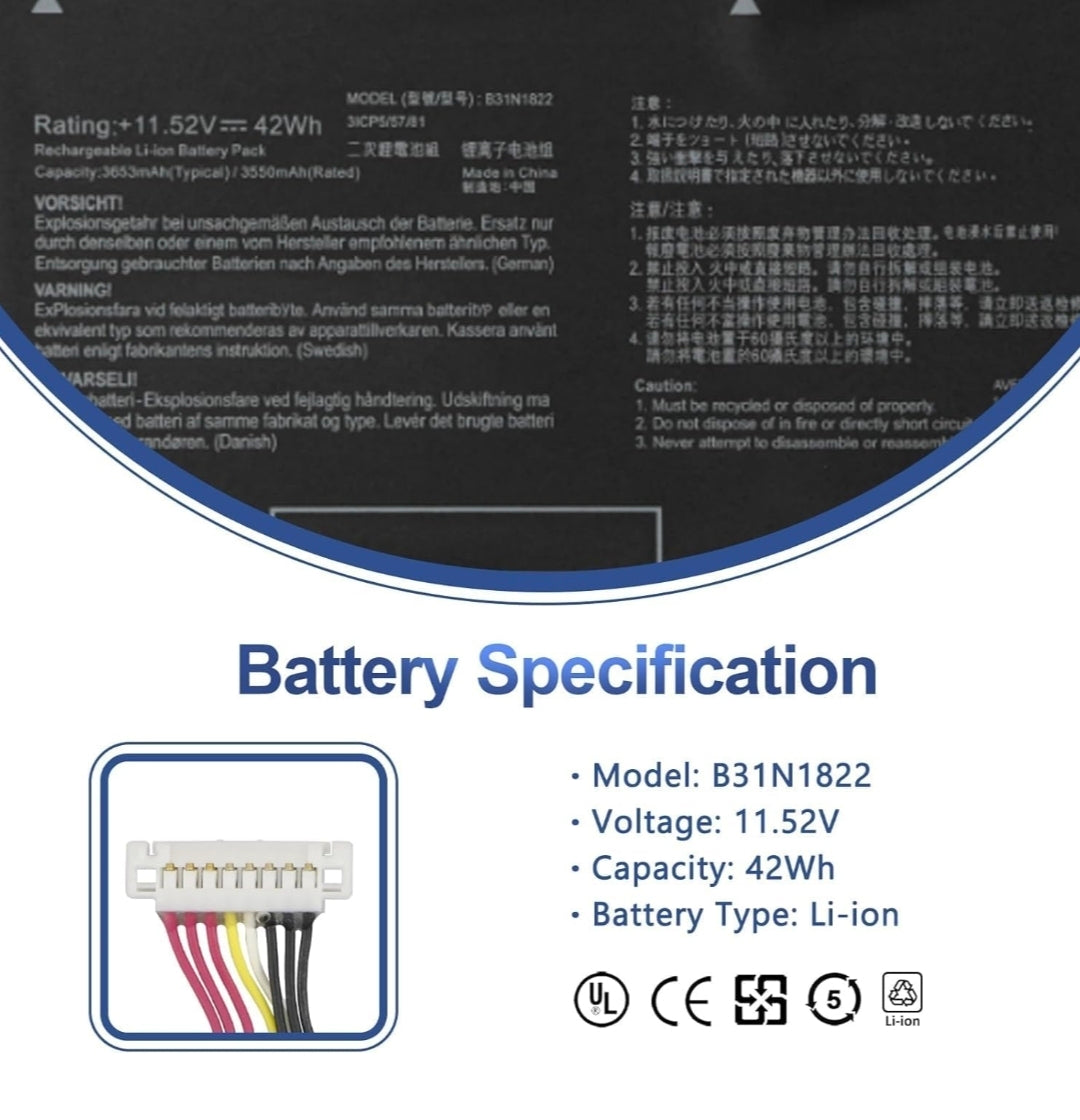 ASUS B31N1822 - B31N1822 Original Laptop Notebook Battery (1 Yr Warranty)