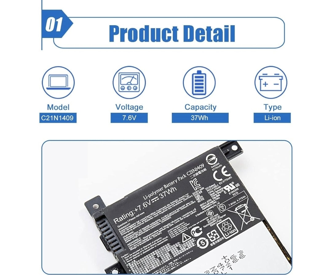 ASUS C21N1409 - C21N1409 Original Laptop Notebook Battery (1 Yr Warranty)