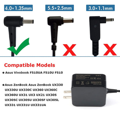 ASUS Laptop Charger 65W 19V 3.42A Original Adapter (4.0 mm x 1.35mm) (1 Yr Warranty) (Power Cord Included)