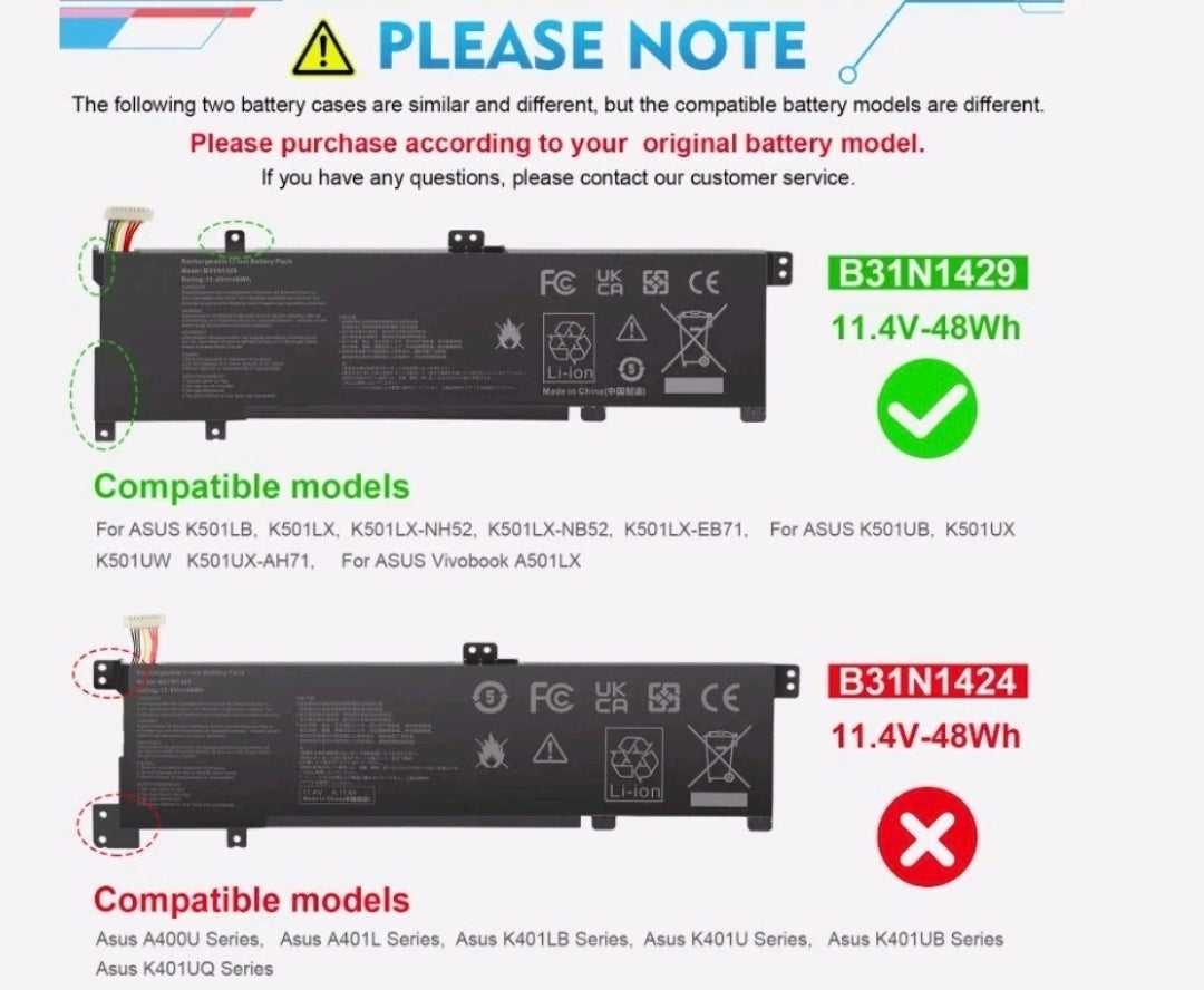 ASUS B31N1429 - B31N1429 Original Laptop Notebook Battery (1 Yr Warranty)