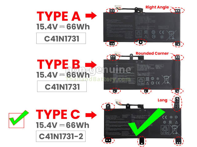 ASUS C41N1731 TYPE-2- C41N1731 TYPE-2 Original Laptop Notebook Battery (1 Yr Warranty)